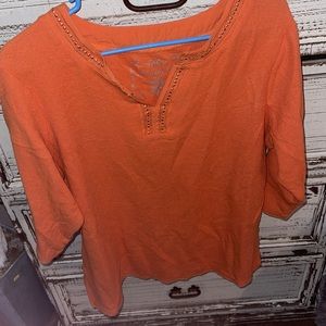 Textured taj avenue orange quarter sleeve blouse size 14/16 new